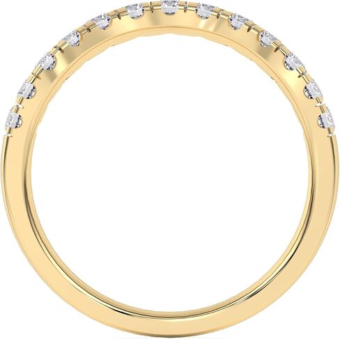 DEWBERRY 0.40Cttw IGI خاتم زفاف مستدير القطع من الألماس نصف الأبدي للنساء | سوار من الذهب عيار 14 قيراط قابل للتكديس | أشرطة الذكرى السنوية وحفلات الزفاف ذات الشكل المنحني لها | الحجم 4-11 (الوضوح: VS/اللون: FG) in Kuwait