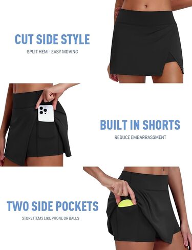 JoyGirl Tennis Skirt for Women with Shorts Golf Skort Split Hem High Waisted Workout Mini Athletic Skorts with Pockets in Saudi Arabia