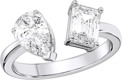 IGI Certified 2.00 Carat F-G/VS Emerald and Pear Cut Lab Grown Diamond Toi et Moi Rings for Women Solid Gold or 950 Platinum in Saudi Arabia