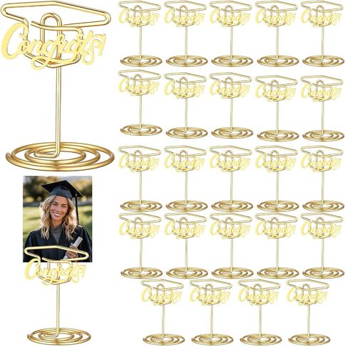 Colarr 24 Pcs Graduation Table Number Holders 2026 Grad Picture Display Stand for Tables Class of 2026 Gold Metal Place Card Photo Clip Holders for Graduation Party Supplies Centerpieces Decor in Saudi Arabia