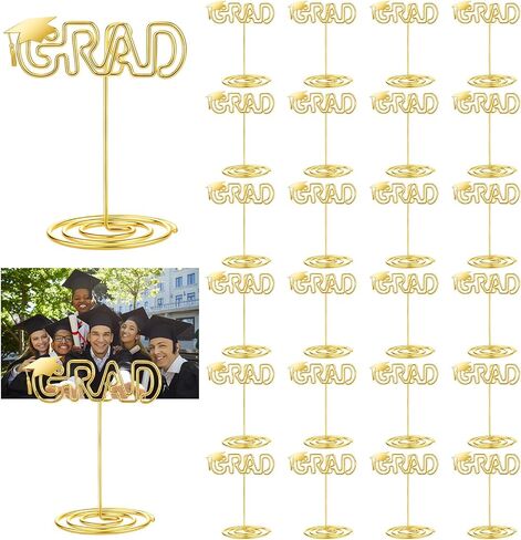 24 قطعة من حاملات أرقام طاولة التخرج من Colarr 2026 Grad حامل عرض الصور للطاولات فئة 2026 حاملات صور لبطاقة مكان معدنية ذهبية لحفلات التخرج وديكور القطع المركزية in Kuwait