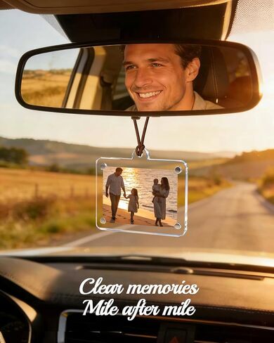 حامل صور السيارة مكون من قطعتين، حامل صور السيارة Love with every Mile، ملحقات تعليق مرآة الرؤية الخلفية للسيارة، قلادة ديكور داخلي للسيارة والشاحنة وسيارات الدفع الرباعي in Kuwait