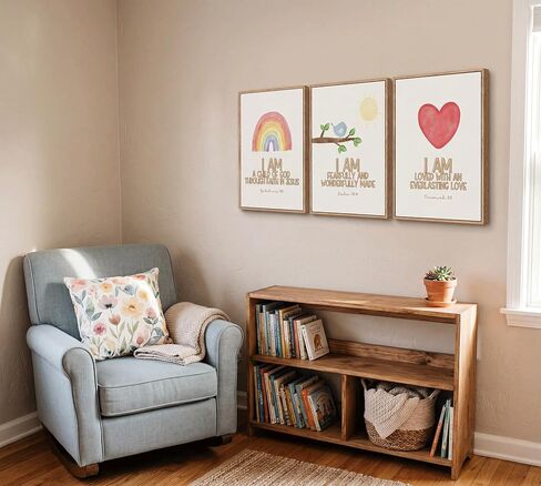 3Pcs Nursery Bible Verse Canvas Wall Art Colorful Rainbow Motivational Affirmation Wall Decor Pictures Christian Kids Scripture Introduction Posters Prints for Kids Room Nursery Home Decoration in Saudi Arabia