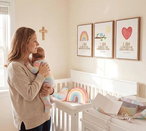 3Pcs Nursery Bible Verse Canvas Wall Art Colorful Rainbow Motivational Affirmation Wall Decor Pictures Christian Kids Scripture Introduction Posters Prints for Kids Room Nursery Home Decoration in Saudi Arabia