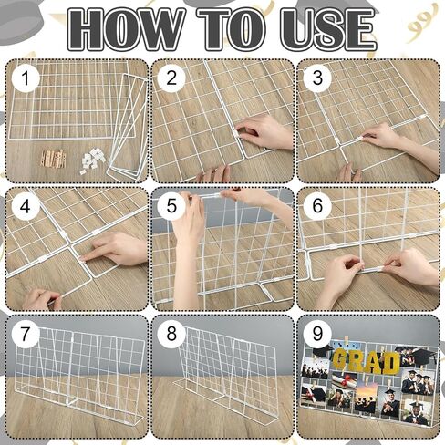 هارلون 2026 ديكورات التخرج عرض صور التخرج DIY ديكور شبكي حديدي مع مشابك فئة من 2026 قطعة مركزية لتزيين حائط الطاولة لرياض الأطفال في مرحلة ما قبل المدرسة الثانوية والكلية in Kuwait