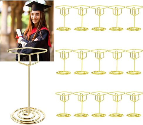 KIPETTO Graduation Picture Display 15Pcs Graduation Cap Photo Holders 2 Inch Gold Grad Table Number Holders Card Stands for Table Centerpieces Class of 2026 Graduation Party Supplies in Saudi Arabia