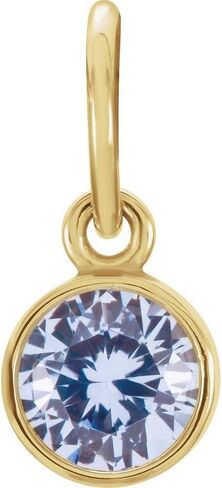 The Black Bow 14k Yellow Gold 4mm Imitation Aquamarine Charm or Pendant Enhancer in Kuwait