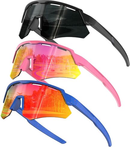 KALIYADI Polarized-Kids-Sunglasses Youth Baseball Sunglasses: Cycling Running for Boys Girls UV400 Protection Age 6-14 in Kuwait