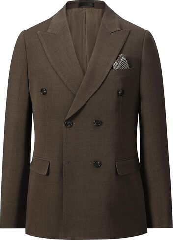 YFFUSHI Men's Double Breasted Suit Jacket Regular Fit Peak Lapel Blazer for Wedding Party Office in Saudi Arabia