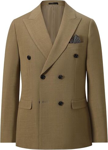 YFFUSHI Men's Double Breasted Suit Jacket Regular Fit Peak Lapel Blazer for Wedding Party Office in Saudi Arabia