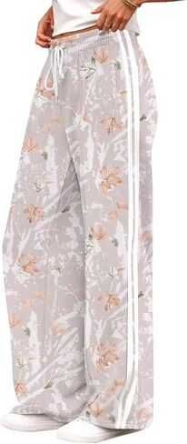 Track Pants Women High Waisted Striped Wide Leg Straight Lounge Pants Casual Sweatpants with Pockets in Saudi Arabia