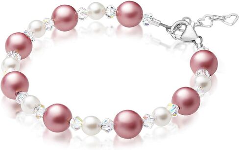 Baby Crystals Personalized Jewelry Pink Pearl Initial Charm Bracelet for Girls & Women in Saudi Arabia