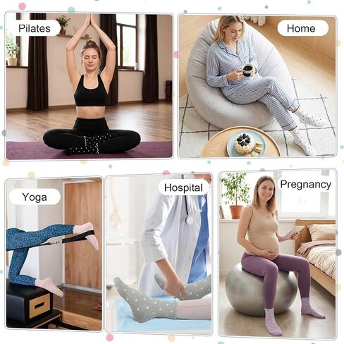 6 Pairs Cute Polka Dot Bow Yoga Socks with Ruffle Edge Non Slip Breathable for Yoga Pilates Ballet Dance in Kuwait