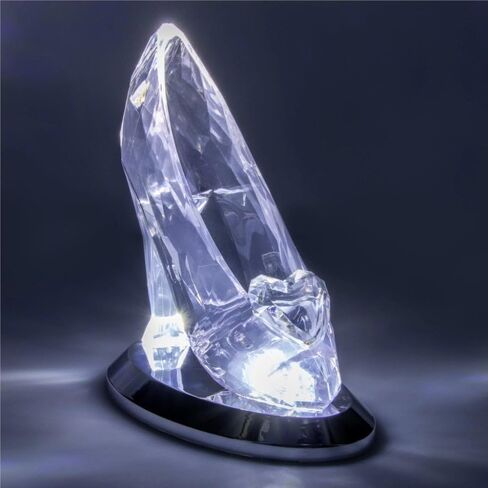 ضوء شبشب زجاجي من Paladone Cinderella مرخص رسميًا، ضوء ليلي لأميرات ديزني، وضع التوهج السحري والإضاءة القياسية، هدية لهواة الجمع in Kuwait