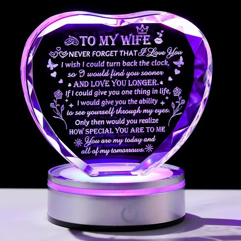 Gifts for Girlfriend Crystal Heart with LED Base Gifts to My Girlfriend from Boyfriend Romantic Anniversary Birthday I Love You Gifts for Her in Saudi Arabia