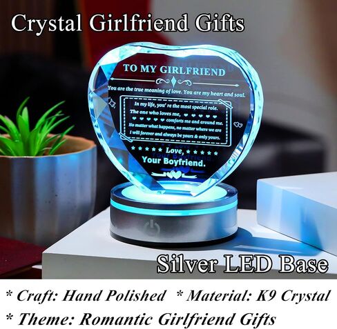 Gifts for Girlfriend Crystal Heart with LED Base Gifts to My Girlfriend from Boyfriend Romantic Anniversary Birthday I Love You Gifts for Her in Saudi Arabia