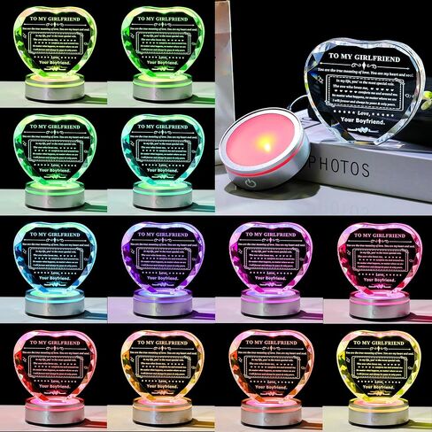Gifts for Girlfriend Crystal Heart with LED Base Gifts to My Girlfriend from Boyfriend Romantic Anniversary Birthday I Love You Gifts for Her in Saudi Arabia
