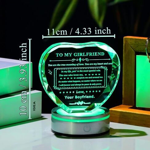 Gifts for Girlfriend Crystal Heart with LED Base Gifts to My Girlfriend from Boyfriend Romantic Anniversary Birthday I Love You Gifts for Her in Saudi Arabia