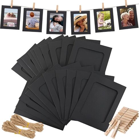 20 PCS Black Paper Picture Frames 4x6" Cardboard Photo Frames DIY Clip Photo Holders Hanging Photo Display Banner for Home, Classroom, Office, Wedding, and Wall Decor in Saudi Arabia