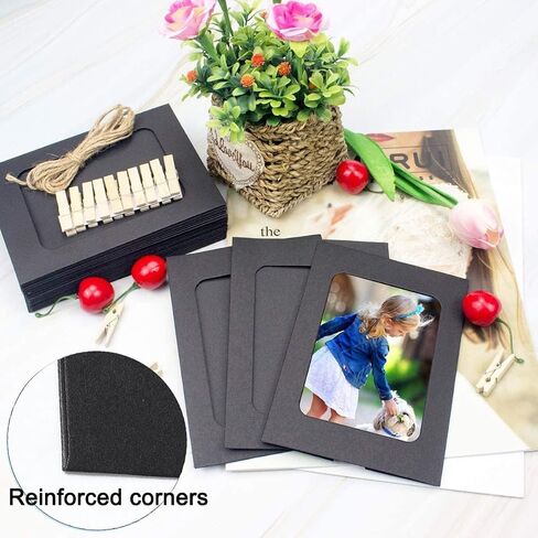 20 PCS Black Paper Picture Frames 4x6" Cardboard Photo Frames DIY Clip Photo Holders Hanging Photo Display Banner for Home, Classroom, Office, Wedding, and Wall Decor in Saudi Arabia