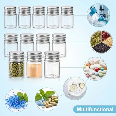 Coloch 120 Pack 5ml Mini Glass Bottles with Screw Aluminum Caps, Tiny Empty Sample Bottles Leakage Proof Clear Glass Vial Containers for DIY, Storage, Art Craft, Decor in Kuwait