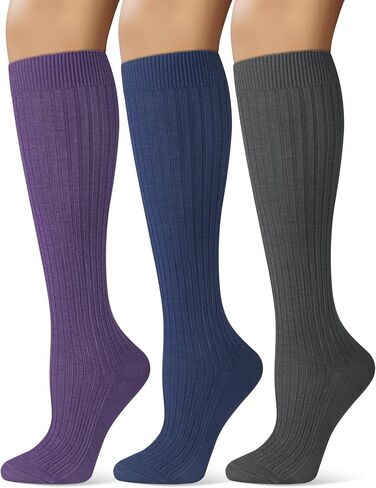 Justay 3 Pairs Womens Knee High Socks Long Boot Slouchy Winter Knit Merino Wool Socks for Women Gifts in Kuwait