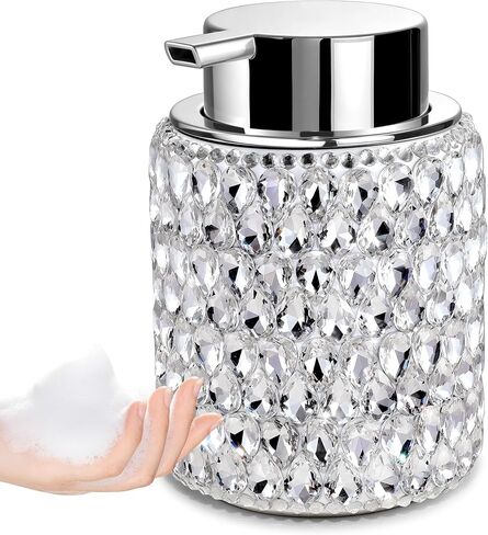 SlowVibes Bling Foaming Hand Soap Dispenser, Sparkle 12 oz Refillable Pump Bottles for Liquid or Lotion, Decorative Glam Modern Hand Wash Foam Dispenser for Bathroom, Kitchen,Rust-Proof Pump in Saudi Arabia