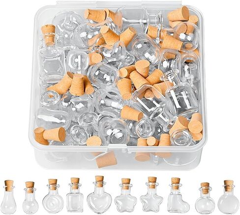 40 PCS Small Glass Bottles with Cork Stoppers Set Tiny Potion Bottles with Box Small Glass Jars for DIY Crafts Wishing Bottle Wedding Party Favors Decoration and Gift Making Geometric Shape in Saudi Arabia