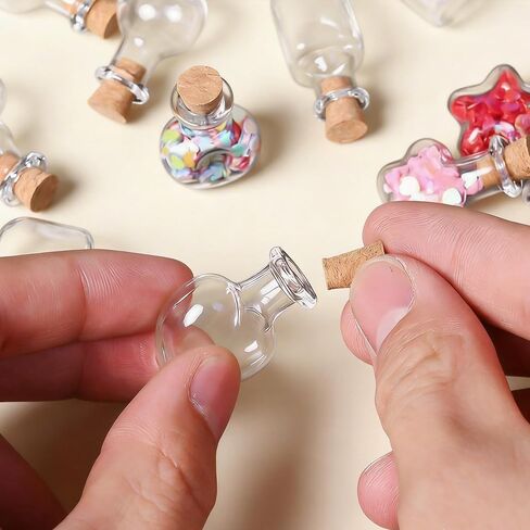40 PCS Small Glass Bottles with Cork Stoppers Set Tiny Potion Bottles with Box Small Glass Jars for DIY Crafts Wishing Bottle Wedding Party Favors Decoration and Gift Making Geometric Shape in Saudi Arabia