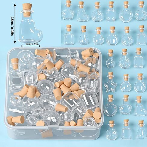 40 PCS Small Glass Bottles with Cork Stoppers Set Tiny Potion Bottles with Box Small Glass Jars for DIY Crafts Wishing Bottle Wedding Party Favors Decoration and Gift Making Geometric Shape in Saudi Arabia