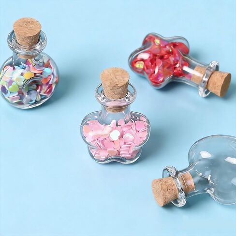 40 PCS Small Glass Bottles with Cork Stoppers Set Tiny Potion Bottles with Box Small Glass Jars for DIY Crafts Wishing Bottle Wedding Party Favors Decoration and Gift Making Geometric Shape in Saudi Arabia
