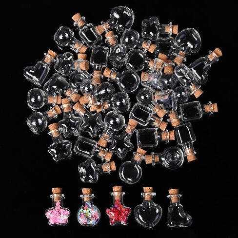 40 PCS Small Glass Bottles with Cork Stoppers Set Tiny Potion Bottles with Box Small Glass Jars for DIY Crafts Wishing Bottle Wedding Party Favors Decoration and Gift Making Geometric Shape in Saudi Arabia