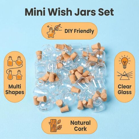 40 PCS Small Glass Bottles with Cork Stoppers Set Tiny Potion Bottles with Box Small Glass Jars for DIY Crafts Wishing Bottle Wedding Party Favors Decoration and Gift Making Geometric Shape in Saudi Arabia