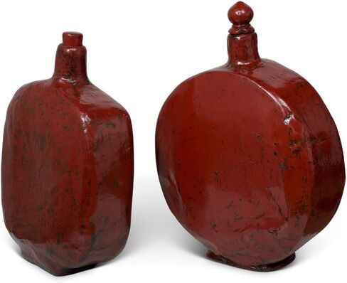 Hand-Crafted Vintage Chinese Red Lacquer Wooden Wine Bottles in Saudi Arabia
