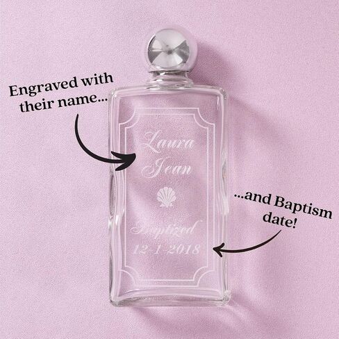 Personalized Glass Baptism Water Bottle - Customized Engraved Catholic Baptism Gift for Newborns, Boys and Girls - Holy Water Bottle Dedication Christening Keepsake in Saudi Arabia