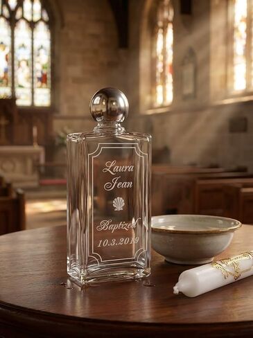 Personalized Glass Baptism Water Bottle - Customized Engraved Catholic Baptism Gift for Newborns, Boys and Girls - Holy Water Bottle Dedication Christening Keepsake in Saudi Arabia
