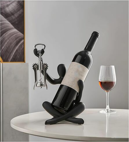 XINXUAN Modern Wine Bottle Holder, Resin Hollow-Out Design Decorative Wine Rack(Black) in Saudi Arabia