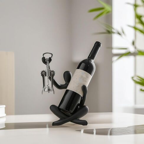 XINXUAN Modern Wine Bottle Holder, Resin Hollow-Out Design Decorative Wine Rack(Black) in Saudi Arabia