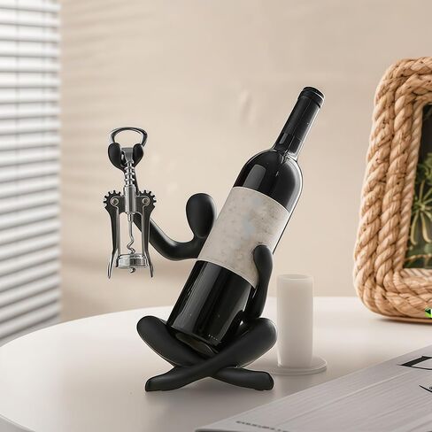 XINXUAN Modern Wine Bottle Holder, Resin Hollow-Out Design Decorative Wine Rack(Black) in Saudi Arabia