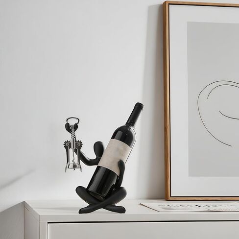XINXUAN Modern Wine Bottle Holder, Resin Hollow-Out Design Decorative Wine Rack(Black) in Saudi Arabia