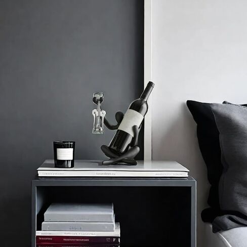XINXUAN Modern Wine Bottle Holder, Resin Hollow-Out Design Decorative Wine Rack(Black) in Saudi Arabia