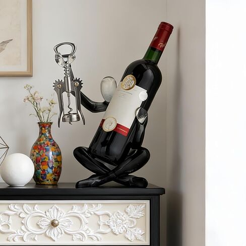 XINXUAN Modern Wine Bottle Holder, Resin Hollow-Out Design Decorative Wine Rack(Black) in Saudi Arabia