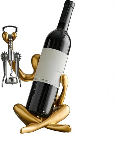 XINXUAN Modern Wine Bottle Holder, Resin Hollow-Out Design Decorative Wine Rack(Black) in Saudi Arabia