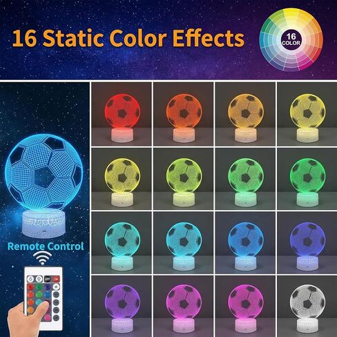 2-in-1 Soccer Night Light for Kids, Dirt Bike, Soccer Gifts for Teens Boys Girls, Soccer Ball Lamp Kids Room Decor Light, 16 Color Change Birthday Gifts Ideas for Sports Fan 2 Patterns in Kuwait