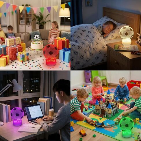 2-in-1 Soccer Night Light for Kids, Dirt Bike, Soccer Gifts for Teens Boys Girls, Soccer Ball Lamp Kids Room Decor Light, 16 Color Change Birthday Gifts Ideas for Sports Fan 2 Patterns in Kuwait
