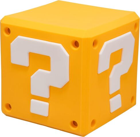 Paladone Super Mario Question Block SquishyGlo Light - ضوء ليلي من السيليكون الناعم، مصباح LED قابل لإعادة الشحن، بضائع نينتندو الرسمية in Kuwait