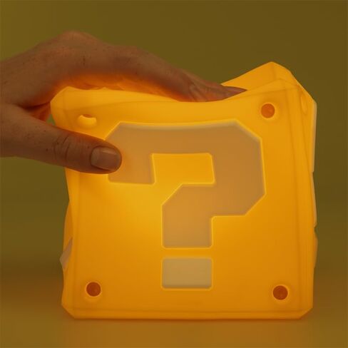 Paladone Super Mario Question Block SquishyGlo Light - ضوء ليلي من السيليكون الناعم، مصباح LED قابل لإعادة الشحن، بضائع نينتندو الرسمية in Kuwait
