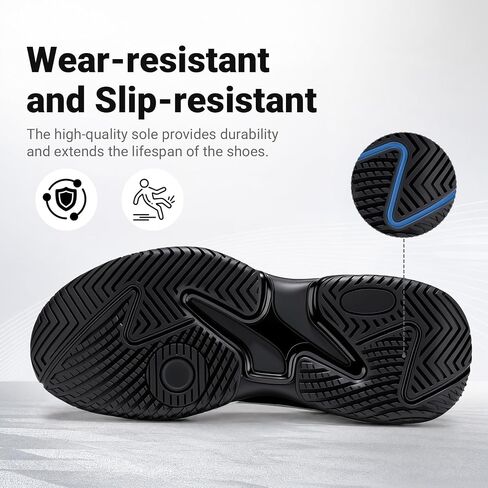 FENLERN Tennis Shoes Men Wide Non-Slip Durable Breathable Pickleball Racquetball Shoes Arch Support Athletic Court Shoes Running Walking Sneakers in Saudi Arabia