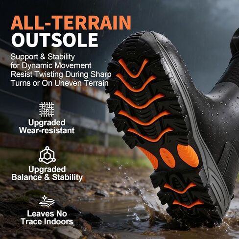 Showave Arctic Excursion Rubber Boots for Men Mid Calf Rain Boots Men Insulated Waterproof Boot Waffle Neo-Tech Outdoor Mud Boot with Traction Hiking Lugs in Kuwait