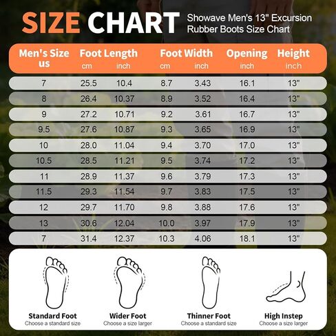 Showave Arctic Excursion Rubber Boots for Men Mid Calf Rain Boots Men Insulated Waterproof Boot Waffle Neo-Tech Outdoor Mud Boot with Traction Hiking Lugs in Kuwait
